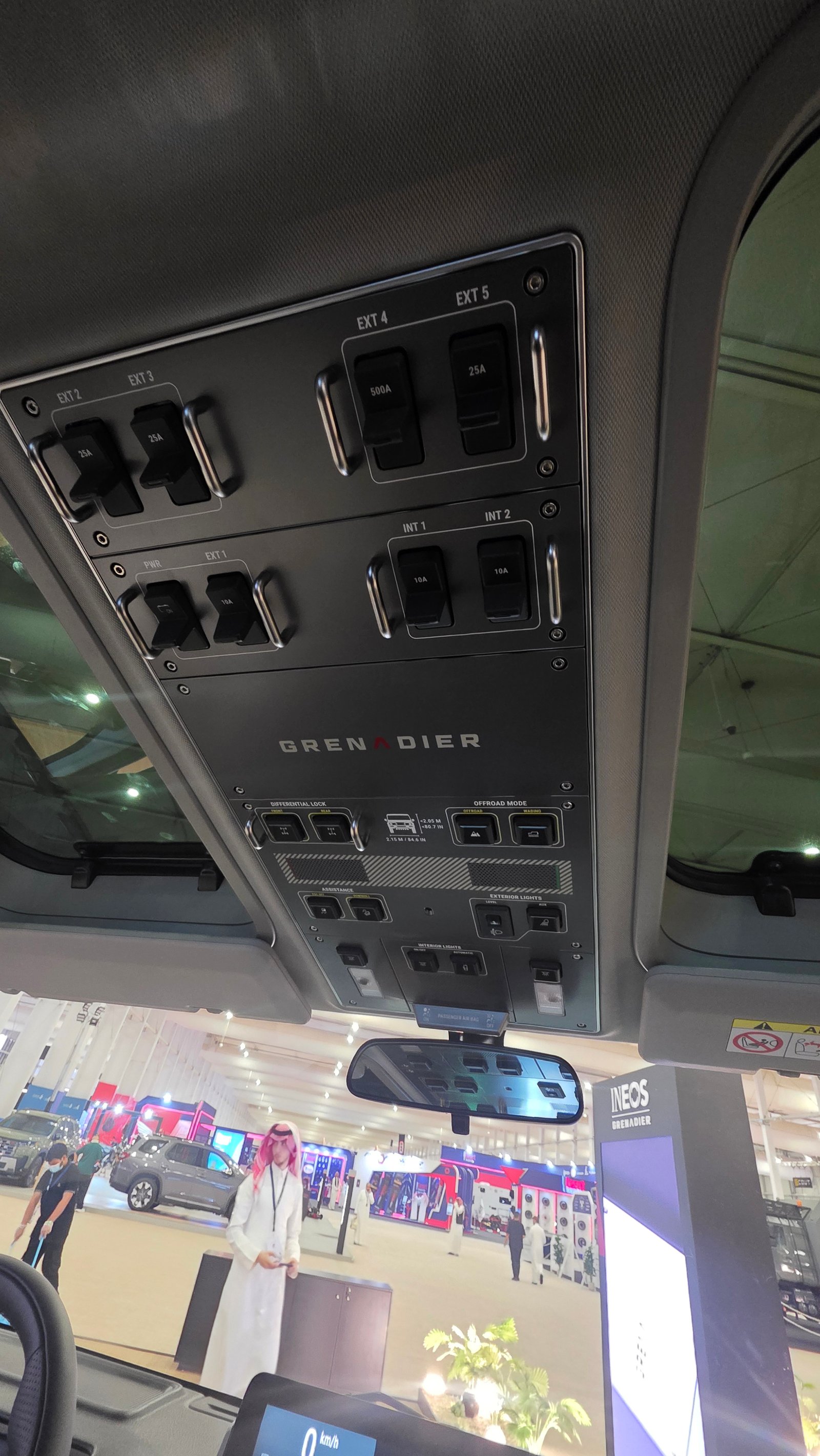 INEOS Grenadier overhead auxiliary switch panel